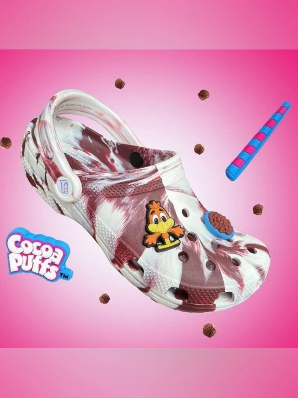 CROCS Kids' Cocoa Puffs Marbled Brown & White Clog with Character Charm